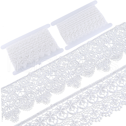 Gorgecraft 6 Yards 2 Styles Polyester Flower Lace Trim Ribbon OCOR-GF0003-36-1