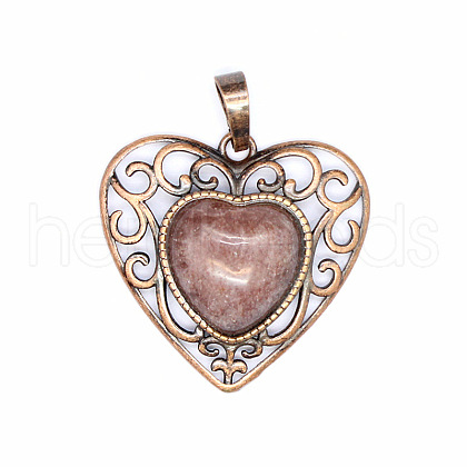 Retro Hollow Synthetic Strawberry Quartz Pendants PW-WGAB5DC-07-1