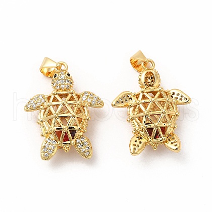Rack Plating Brass Micro Pave Cubic Zirconia Pendants KK-H436-06G-1