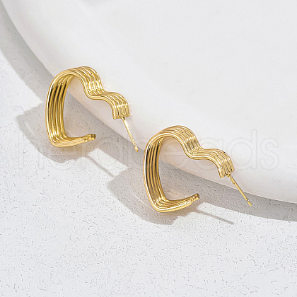 Brass Heart Stud Earrings XG2436-1