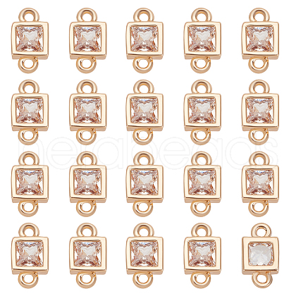 Unicraftale Brass Cubic Zirconia Square Connector Charms KK-UN0001-22-1