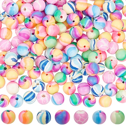 SUNNYCLUE 168Pcs 7 Colors Handmade Polymer Clay Beads CLAY-SC0001-76-1