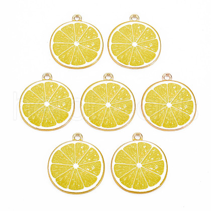 Light Gold Alloy Enamel Pendants ENAM-S126-125-1