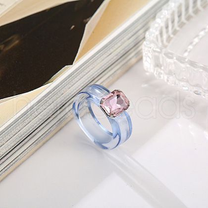 Rectangle Resin with Glass Finger Rings for Women FS-WG96B1D-07-1