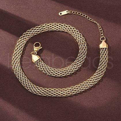 8MM 304 Stainless Steel Mesh Chain Necklaces NJEW-Q013-04G-1