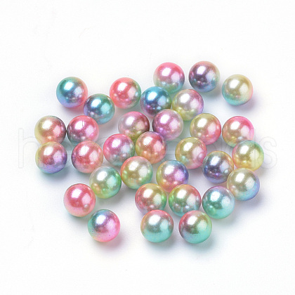 Rainbow Acrylic Imitation Pearl Beads OACR-R065-6mm-A07-1