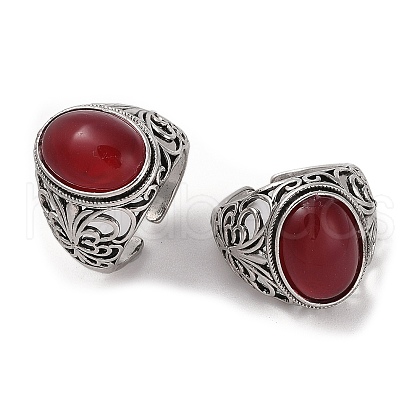 Oval Resin Finger Ring RJEW-B107-06AS-01-1