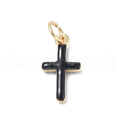 Real 18K Gold Plated Eco-Friendly Rack Plating Brass Enamel Pendants KK-F845-40G-04-1