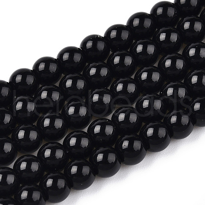 Opaque Solid Color Glass Beads Strands X-GLAA-T032-P8mm-01-1