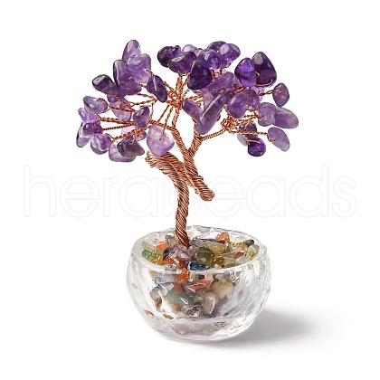 Natural Amethyst Chips Tree of Life Decorations DJEW-Q010-01G-1