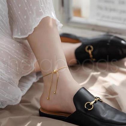 Stainless Steel Snake Chain Slider Anklets for Women WG18C2B-46-1