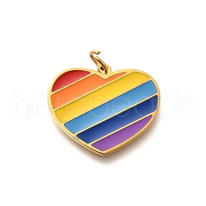 Pride 304 Stainless Steel Enamel Pendants STAS-B079-01G-14-1