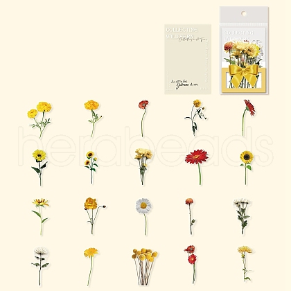 20Pcs Vintage Flower PET Self-Adhesive Stickers DIY-M077-01A-1