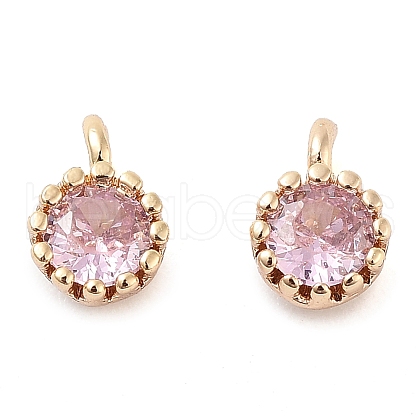 Brass Micro Pave Cubic Zirconia Charms KK-U028-19G-02-1