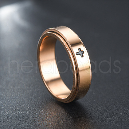 Cross Pattern 304 Stainless Steel Rotatable Finger Rings FS-WGAA8E6-05-1