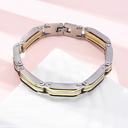 304 Stainless Steel Link Chain Bracelets for Women Men BJEW-R018-09GP-1