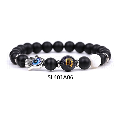Natural Dyed & Heated Black Agate & Shell Pearl Stretch Bracelets PW-WG62314-06-1