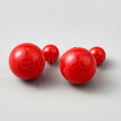 Plastic Round Stud Earrings EJEW-WH0001-75D-1