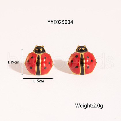 Ladybug Stainless Steel Enamel Stud Earring for Women ZG3114-2-1