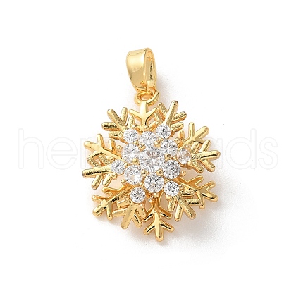 Brass Micro Pave Clear Cubic Zirconia Pendants ZIRC-D276-01G-D-1