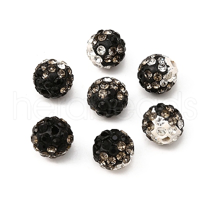 Two-Tone Color Handmade Polymer Clay Disco Ball Beads RB-R041-07-1