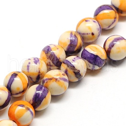 Dyed Round Synthetic Gemstone Ocean White Jade Beads Strands G-F085-10mm-04-1