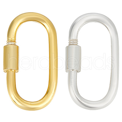 GOMAKERER 2Pcs 2 Colors 925 Sterling Silver Screw Locking Carabiners FIND-GO0001-61-1