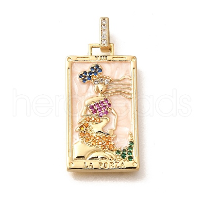 Brass Micro Pave Cubic Zirconia Pendents KK-R212-01G-1