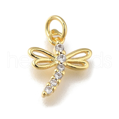 Rack Plating Brass Micro Pave Cubic Zirconia Pendants KK-K373-13G-1
