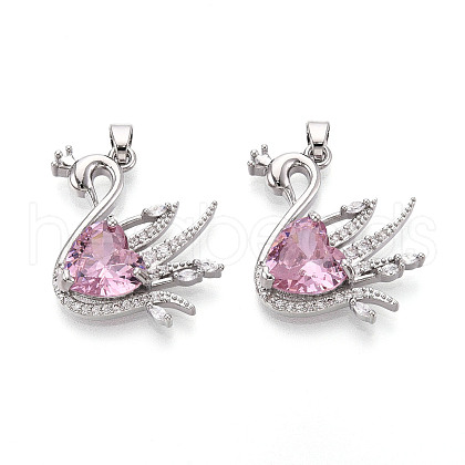 Brass Micro Pave Cubic Zirconia Pendants KK-N264-10B-P-1