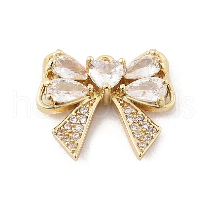 Brass Micro Pave Clear Cubic Zirconia Pendants KK-K371-29C-G-1