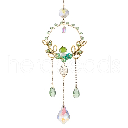 Mushroom Handmade Lampwork Pendant Decorations HJEW-TA00254-1