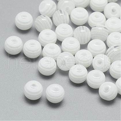 Transparent Stripe Resin Beads RESI-S345-6mm-02-1
