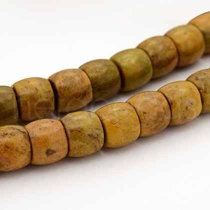 Natural Larderite Shoushan Tianhuang Stone Drum Bead Strands G-E252-27-1