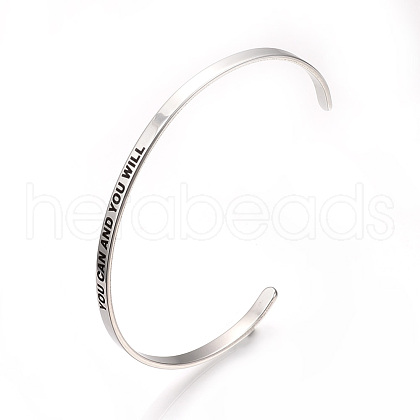 304 Stainless Steel Cuff Bangles X-BJEW-Q685-08-1