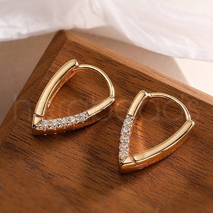 Brass Micro Pave Clear Cubic Zirconia Hoop Earrings PW-WG7FF00-03-1