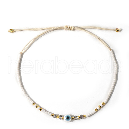 Bohemian Glass Seed Beaded Braided Bead Bracelets EZ3029-12-1