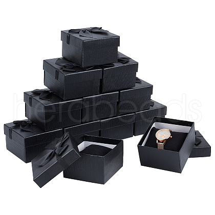 Bowknot Cardboard Jewelry Watch Storage Boxes CON-WH0099-11-1