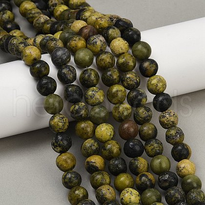 Natural Yellow Turquoise(Jasper) Beads Strands G-F591-25-10mm-1