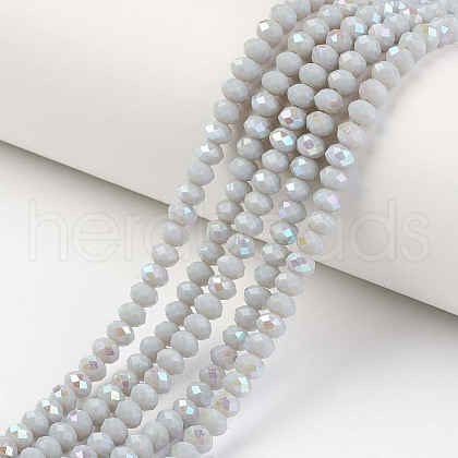 Electroplate Opaque Solid Color Glass Beads Strands EGLA-A034-P6mm-L16-1