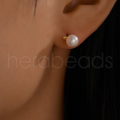 Elegant 925 Sterling Silver Freshwater Pearl Stud Earrings for Women's Daily Wear NN8713-1-1