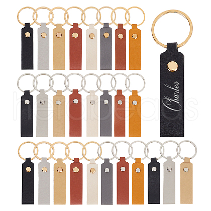   64Pcs 16 Colors PU Leather Keychain KEYC-PH0002-07-1