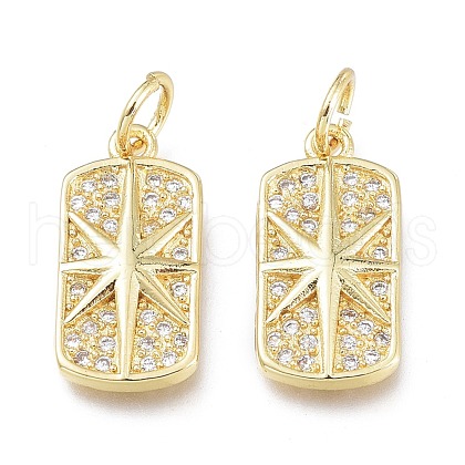 Brass Micro Pave Clear Cubic Zirconia Charms ZIRC-L076-055G-1