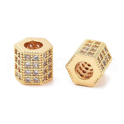 Column Brass Micro Pave Clear Cubic Zirconia Beads KK-S394-05D-1
