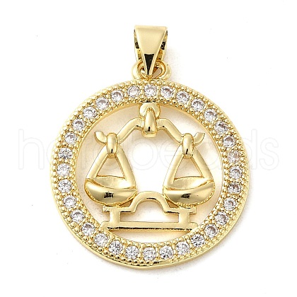 Rack Plating Brass Micro Pave Cubic Zirconia Pendants KK-P241-01G-1