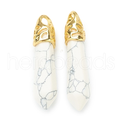 Bullet Natural Howlite Pendants G-E332-C22-G-1