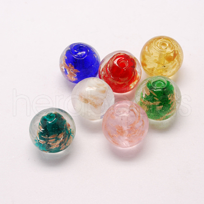Handmade Gold Sand Lampwork Beads LAMP-S034-12mm-M-1