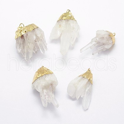 Natural Druzy Quartz Crystal Pendants G-F535-26-1