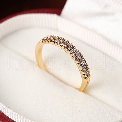 Brass Micro Pave Cubic Zirconia Finger Rings for Women FS-WG59B22-03-1