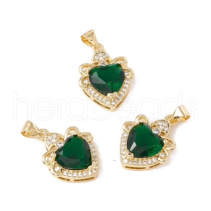 Brass Micro Pave Green Cubic Zirconia Pendants KK-G415-35G-1